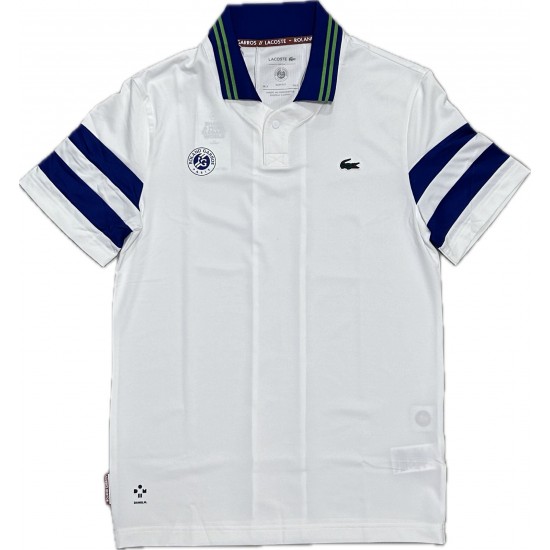 CAMISA LACOSTE POLO ROLAND GARROS MEDVEDEV - BRANCO/AZUL/VERDE